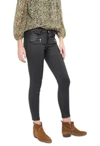 Pantaloni dama skinny - 7 buzunare - negru - bumbac|poliester|elastan -