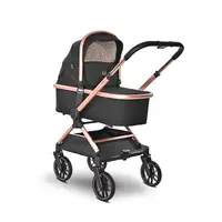Carucior 3 in 1 pentru copii Lorelli Reya Negru Jasper cu maner reversibil, cadru din aluminiu, suspensii, maner pentru transport, greutate admisa 22 kg