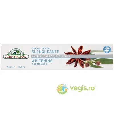 Pasta de Dinti cu Anason Stelat, Eucalipt si Menta fara Fluor pentru Albirea Dintilor 75ml