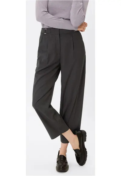 Pantaloni dama Comfort Fit - material flexibil - talie inalta - R-Isuma - grafit - Gri grafit