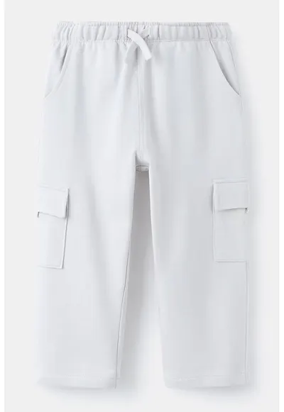 Pantaloni cargo drepti de trening - Alb optic