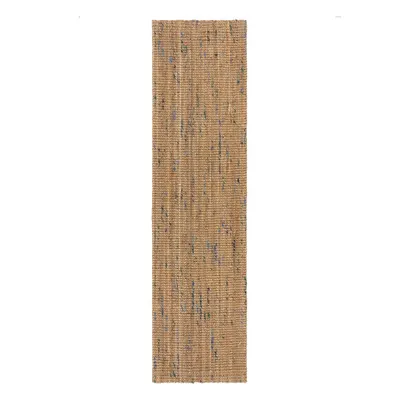 Covor tip traversă albastru/în culoare naturală țesut manual din iută 60x230 cm Jute Boucle Blue – Flair Rugs
