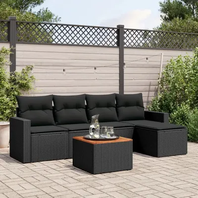 Gossi set mobilier de gradina cu perne, 6 piese, negru, poliratan