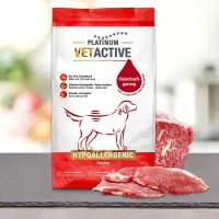 PLATINUM Vetactive Hipoalergenic, XS-XL, Iberico, hrană uscată monoproteică fără cereale câini, alergii, semimoist, 1.5kg