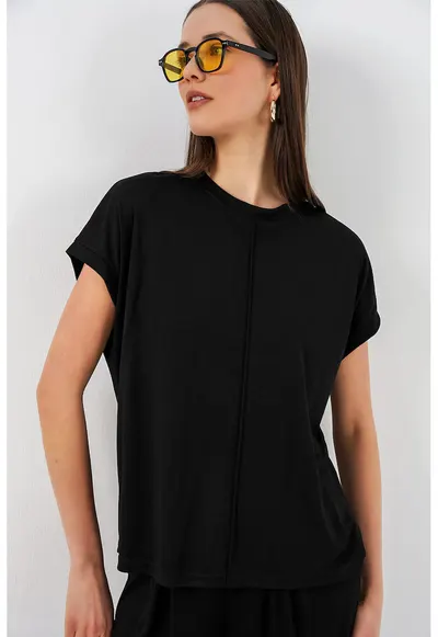 Tricou dama - Poliester/Modal - Negru