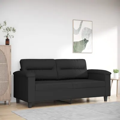Gossi canapea cu 2 locuri, negru, 140 cm, tesatura microfibra