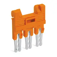 Jumper with safety lid; insulated; 3-way; Nominal current 30 A; orange