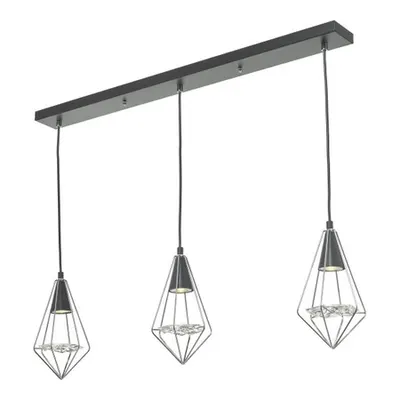 Lampa suspendata Gianni 3 Light Pendant Black, Polished Chrome & Glass