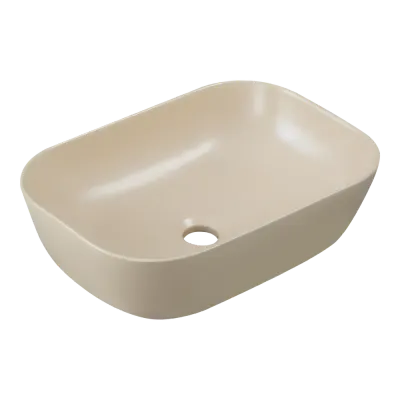 Lavoar baie cappuccino mat, montaj pe blat, dreptunghiular margini rotunde, Tavro