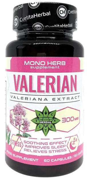 Valerian, 300 mg, 60 capsule, Cvetita Herbal