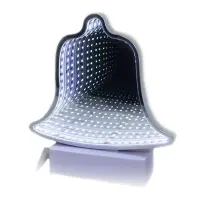 Decoratiune luminoasa, Clopotel 20 cm, efect Infinity mirror, alimentare baterii si USB