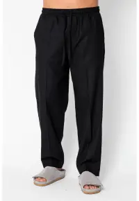 Pantaloni lungi drepti din IN cu snur Black 21792 - Negru