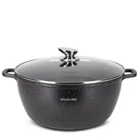 Oala, aluminiu turnat, invelis marmorat, 10 L, capac sticla, inductie Engros