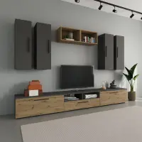Living Kos V4, Antracit/Stejar Artisan, L 285 cm