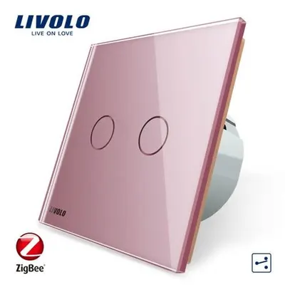 Intrerupator dublu cap scara / cruce ZigBee Roz