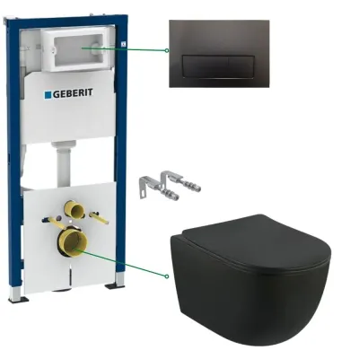 Set vas wc suspendat, capac soft close Foglia si rezervor incastrat Geberit Delta