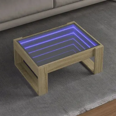 Gossi masuta de cafea cu led infinity, stejar sonoma, 70x53x30 cm