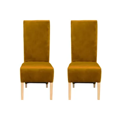 Set 2 scaune living VANESSA, picioare lemn natur, stofa verde galben, 47x60x110 cm