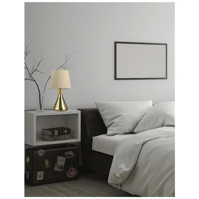 Veioza MONTES Brass Metal & Natural Lemn Sand Alb Fabric Shade LED E14 1x5W IP20 Fara bec