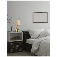 Veioza MONTES Brass Metal & Natural Lemn Sand Alb Fabric Shade LED E14 1x5W IP20 Fara bec