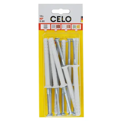 CELO Blister Nail plug NP 8-80 pre-assembled, SB countersunk plug cu countersunk surub (PZ3), zincat