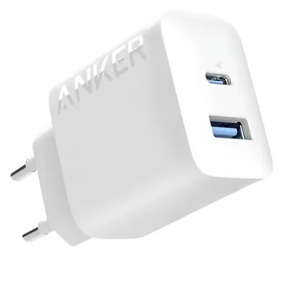 Incarcator Retea Anker 312, 20W, 3A, 1 x USB-A - 1 x USB-C, Alb A2348G21