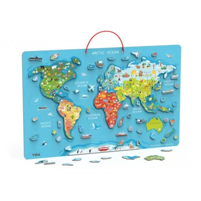 Puzzle Viga magnetic, Harta lumii si tabla de scris