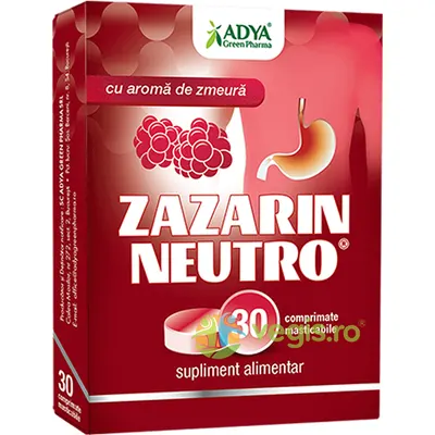 Zazarin Neutro cu Aroma de Zmeura 30cpr masticabile
