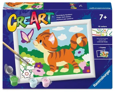 Set de pictură pe numere Ravensburger CreArt - Pisicuță și fluture