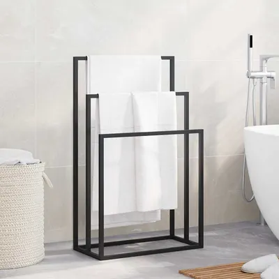 vidaXL Suport de prosoape autonom, negru, 48x24x79 cm, fier