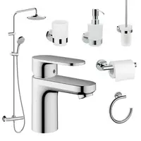 Set coloana dus si baterie lavoar Hansgrohe Vernis Blend si accesorii baie Hansgrohe Logis, crom