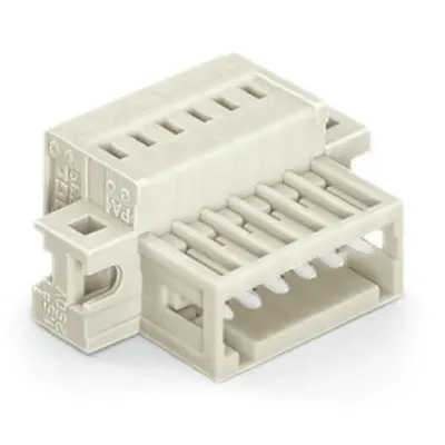 1-conductor male connector; 100% protected against mismating; clamping collar; 1.5 mm²; Pin spacing 3.5 mm; 2-pole; 1,50 mm²; light gray