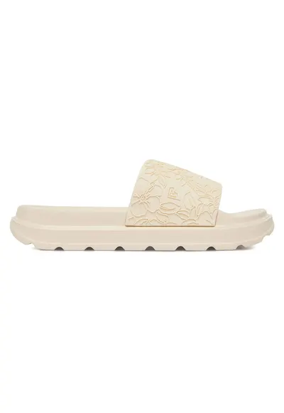 Papuci pentru fete - bej - material sintetic - model floral