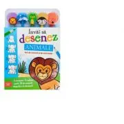 Invat sa desenez. Animale. Set de colorat si de activitati (contine 5 creioane si 5 radiere)