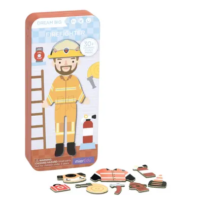 Puzzle magnetic in cutie metalica - Pompier, 30 piese