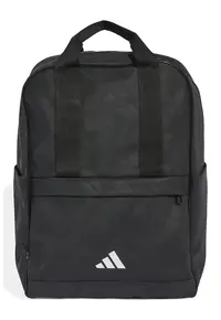 Rucsac cu model monograma si buzunar frontal cu fermoar - Negru stins