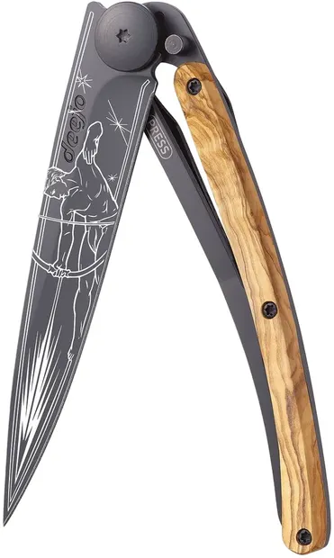 Cuțit de buzunar Deejo Olive Wood - Sagittarius, 37 g