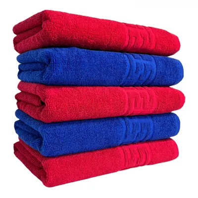 Set 5 Prosoape Baie, Bumbac 100% Albastru,Rosu