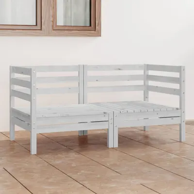 Gossi set mobilier de gradina cu 2 locuri, alb, lemn masiv de pin