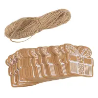Etichete formă cadou de Crăciun cu sfoară - kraft (set 50 buc) - Default Title