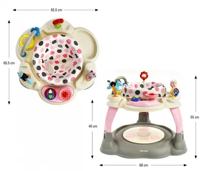 Centru de activitati 360 Milly Mally Twist Pastel Dots cu scaun rotativ si inaltime reglabila