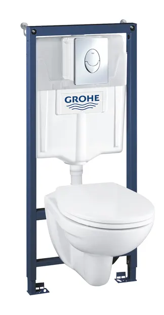Pachet WC 4 in 1 Grohe Solido Perfect 39192000, suspendat, cadru, capac, placuta, elemente montaj, Alb