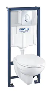 Pachet WC 4 in 1 Grohe Solido Perfect 39192000, suspendat, cadru, capac, placuta, elemente montaj, Alb