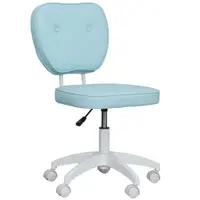 Vinsetto Scaun de birou rotativ tapițat în PU cu înălțime reglabilă fără brațe capacitate 120 kg 46x59x82-92 cm Albastru deschis | Aosom Romania