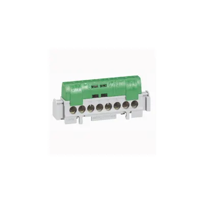 IP2X terminal block - earth (verde) - 1 x 6 to 25² - 16 x 1.5 to 16² -L. 141 mm