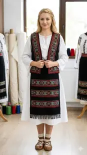 Set traditional pentru fetite vesta si fote traditional Suzana