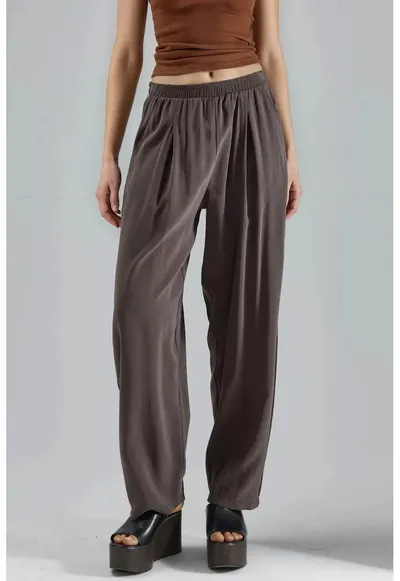 Pantaloni dama textil - maro