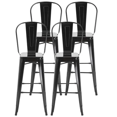 HOMCOM Scaun Metalic Solid si Stivuibil,pentru Dining și Bucătărie Design Modern, Sarcina maxima120 kg,44x53x116 cm Negru | Aosom Romania