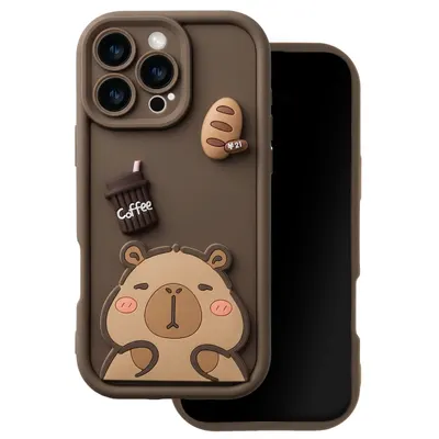 Husa pentru Apple iPhone 16, OEM, Ultra Trendy 3D Capybara, Maro