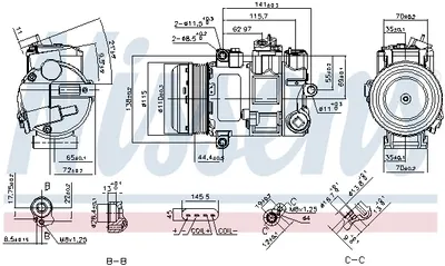 Compresor climatizare potrivit MERCEDES C (C204), C T-MODEL (S204), C (W204), E (A207), E (C207), E T-MODEL (S212), E (W212), GL (X166), GLK (X204), SLK (R172) 2.2D 3.0D 3.5 08.08